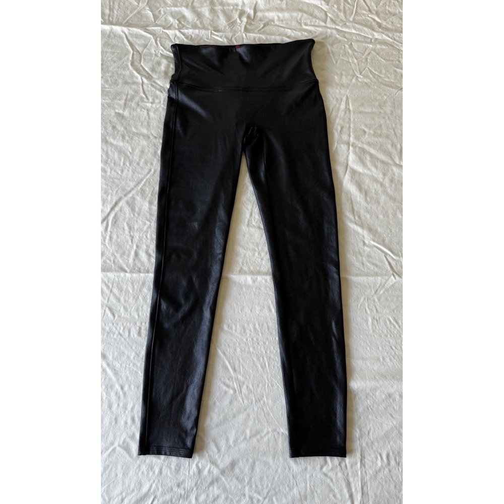 Spanx Leggings Large Faux Leather High Rise Shaping Skinny Pants Stretch EUC